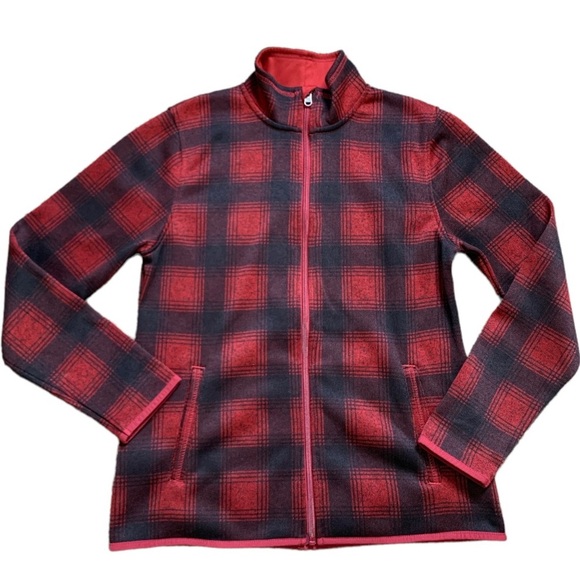 EDDIE BAUER Buffalo Plaid Zip Jacket With Pockets Red/Black Size Small - Picture 6 of 11